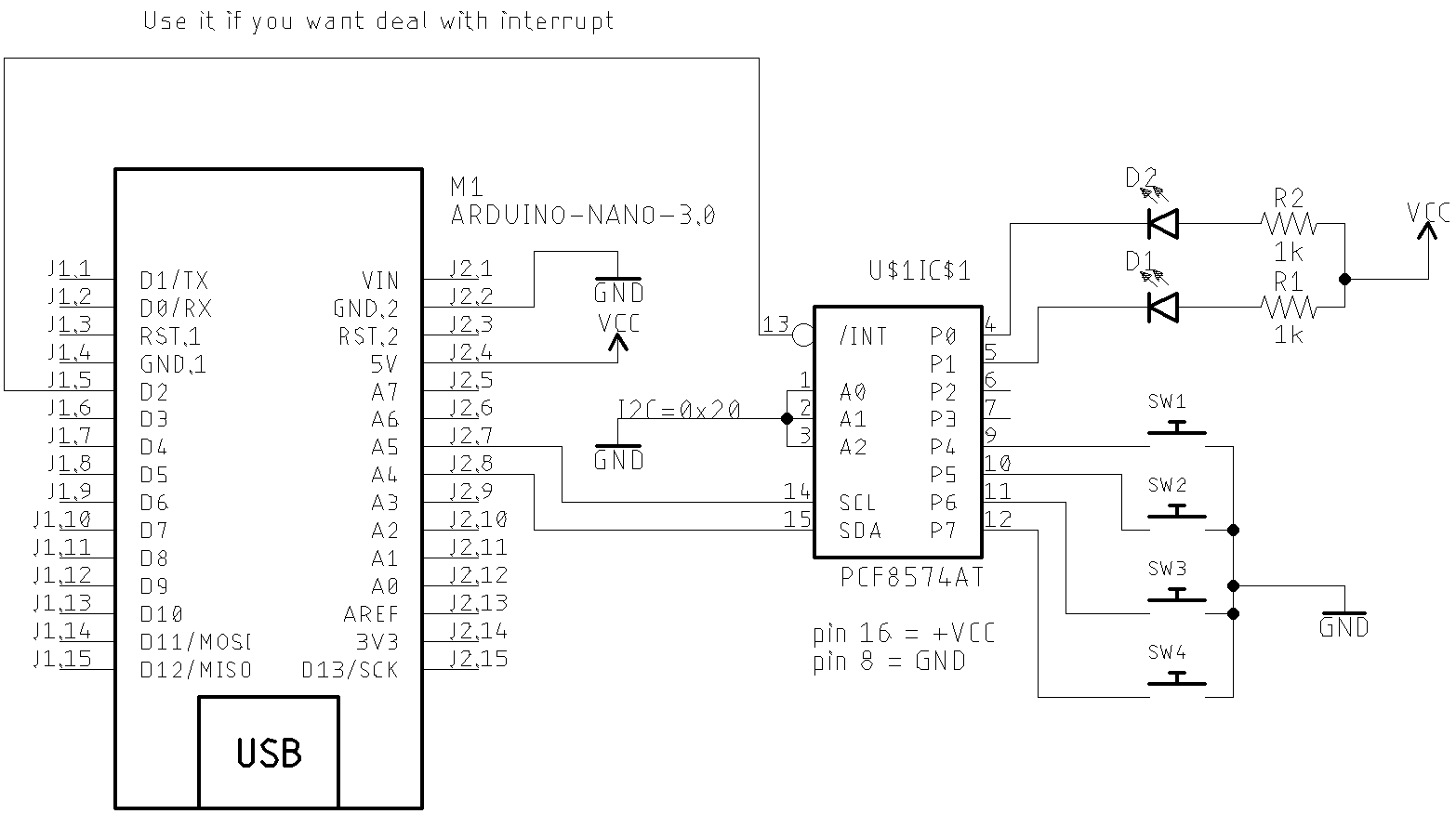 PCF8574 Arduino setup and circuit