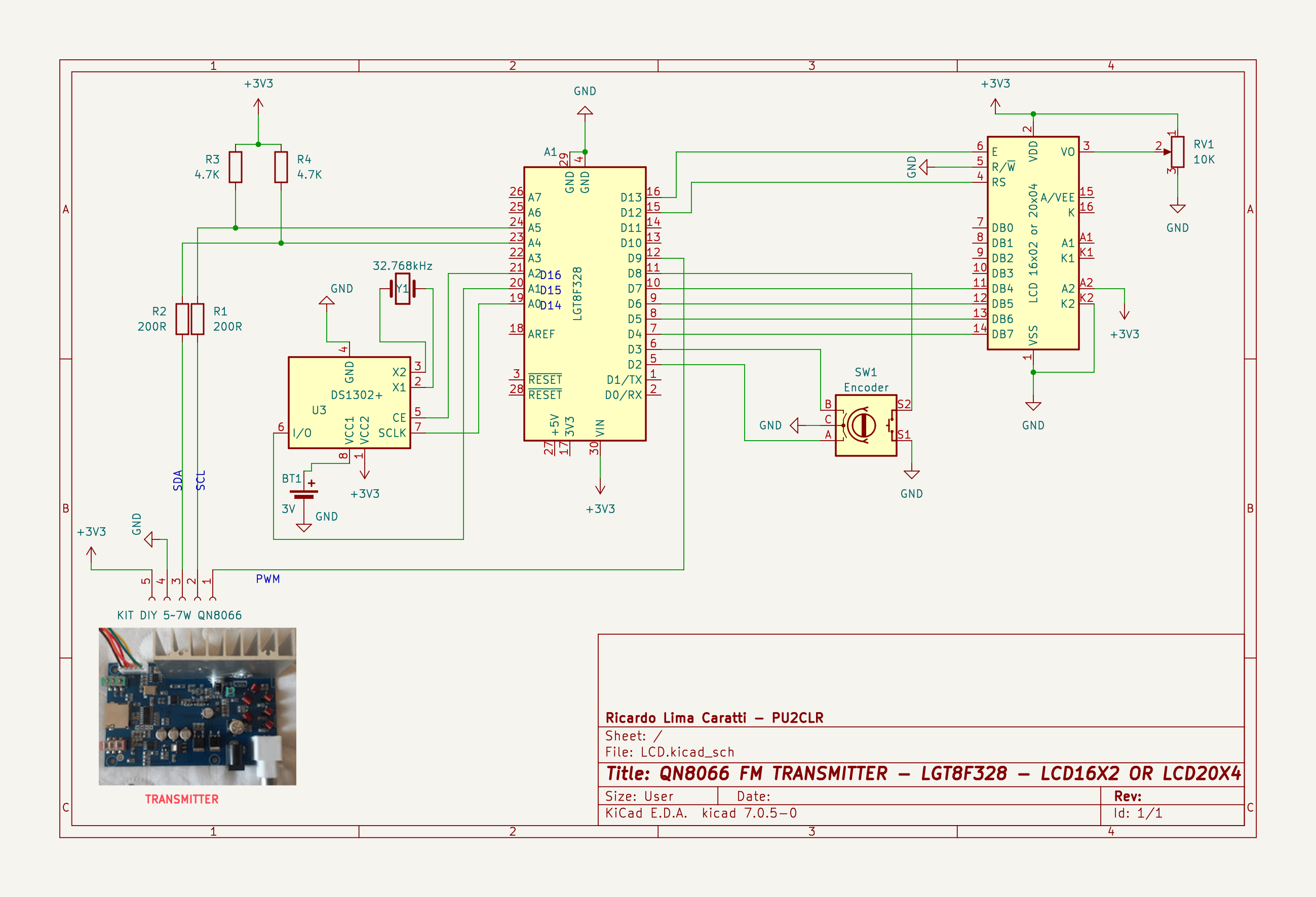 LGT8F328 with encoder and DS1302 RTC schematic
