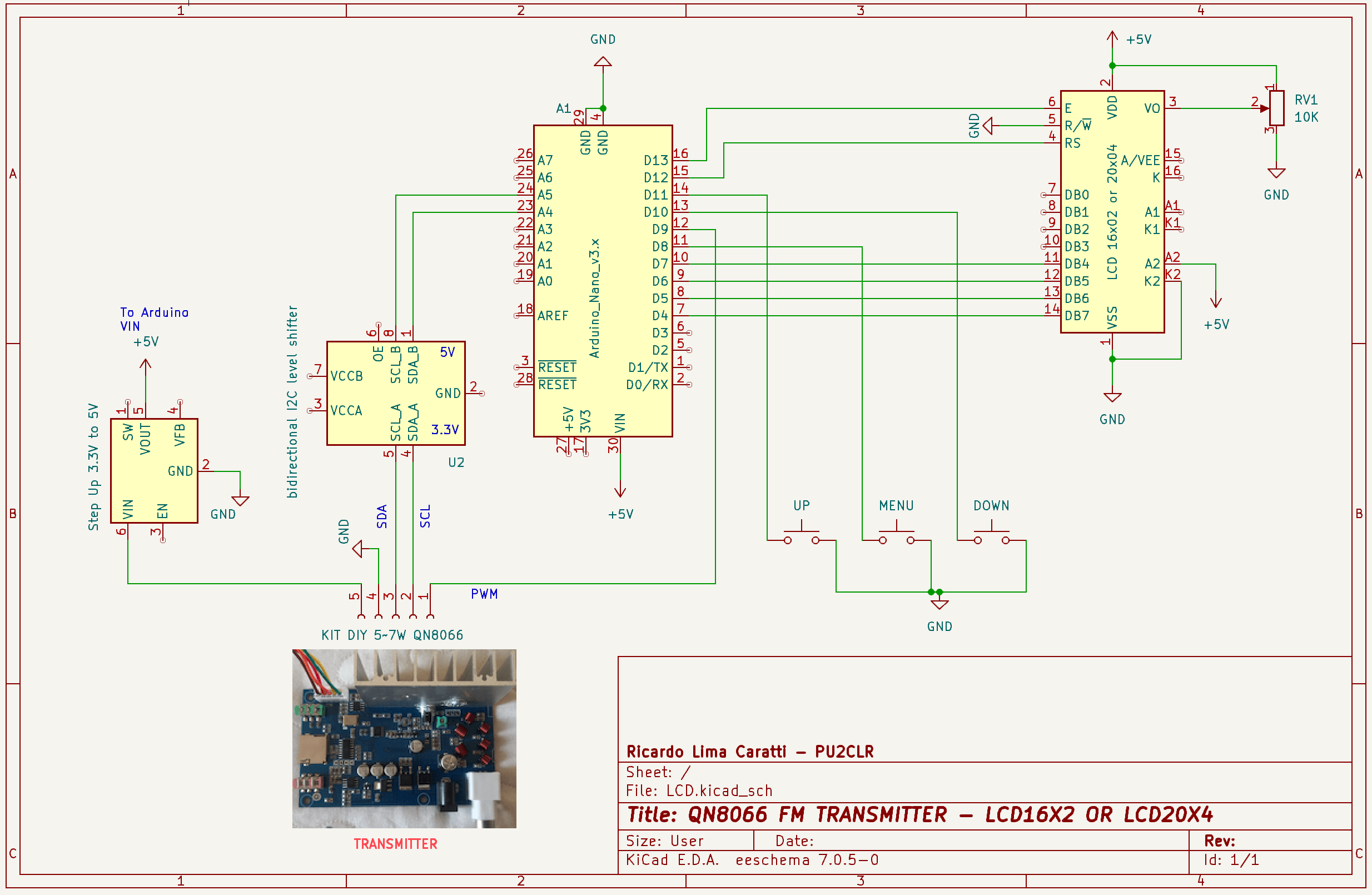 Arduino Nano and "KIT DIY 5~7W FM TRANSMITTER" schematic