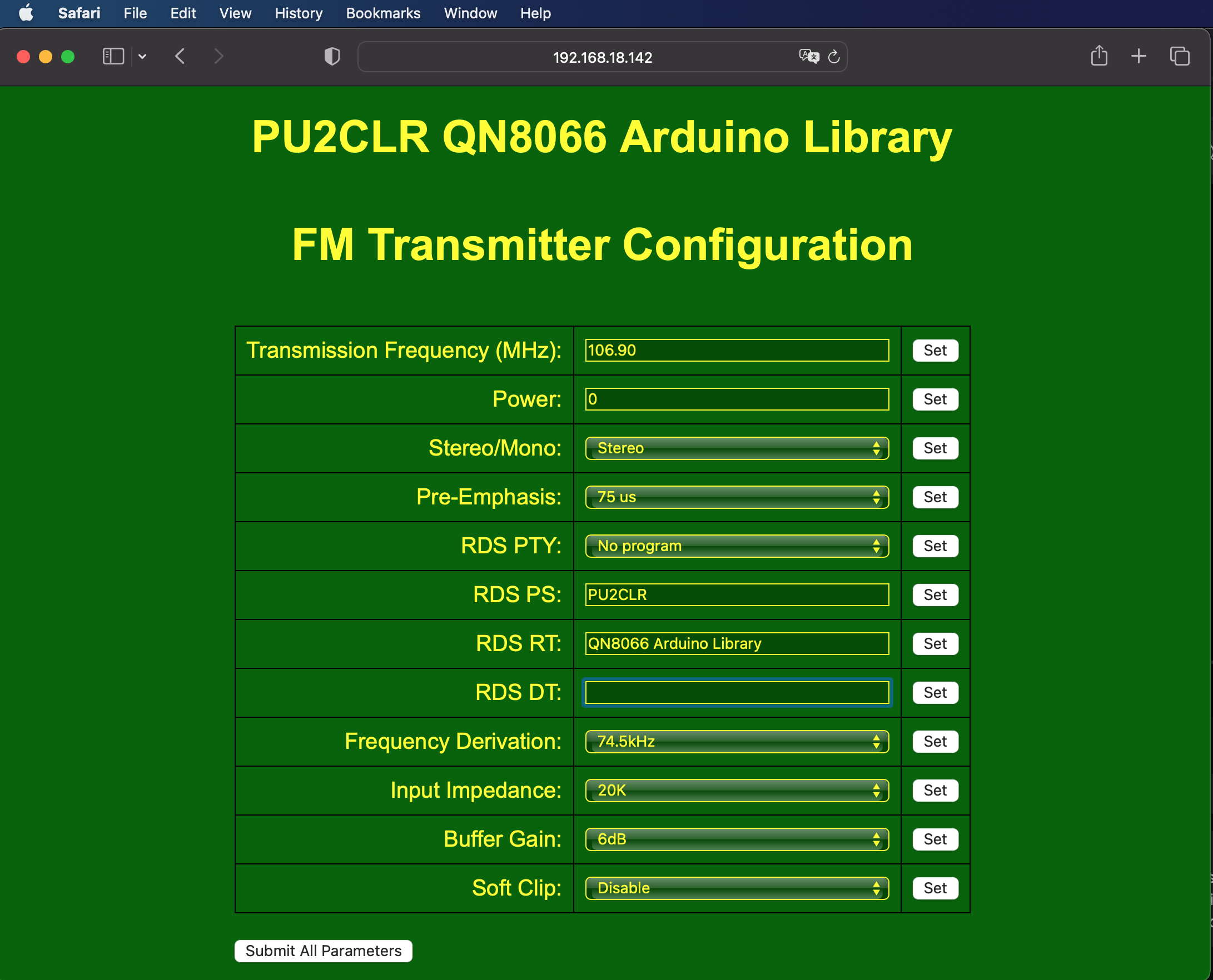 QN8066 ESP32 WEB SERVER CONTROL