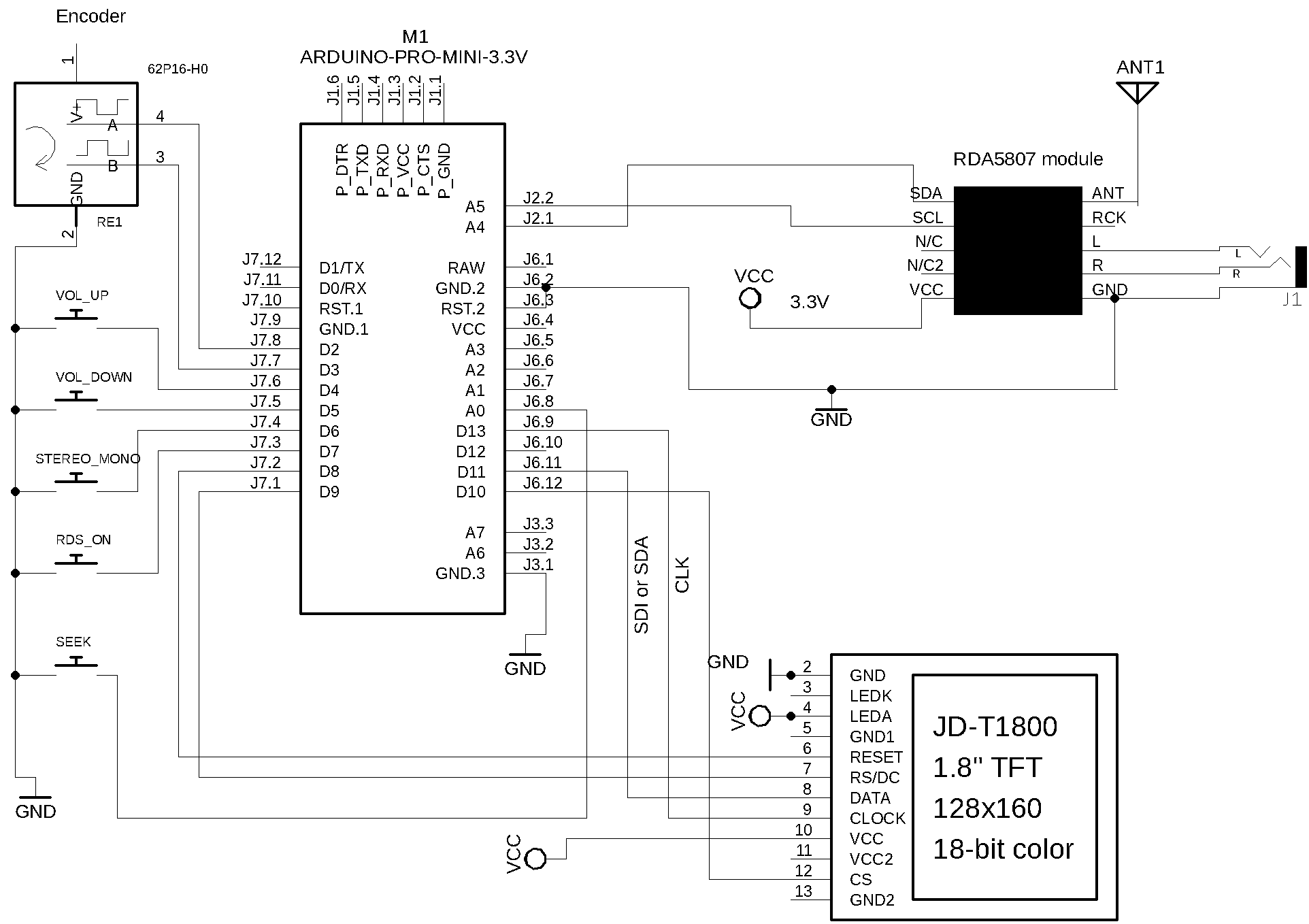 Schematic - Arduino and TFT Display 