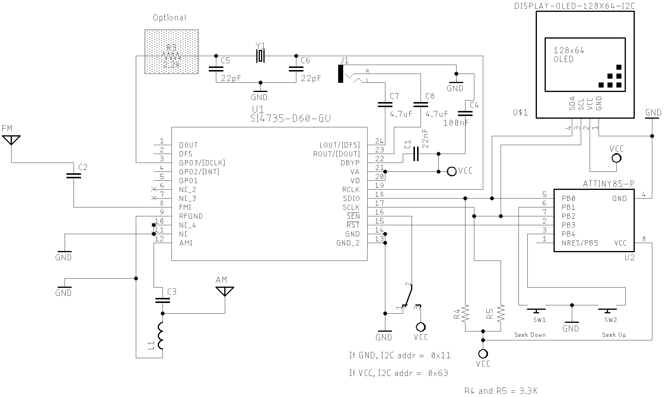 Schematic ATtiny85 and Si4735