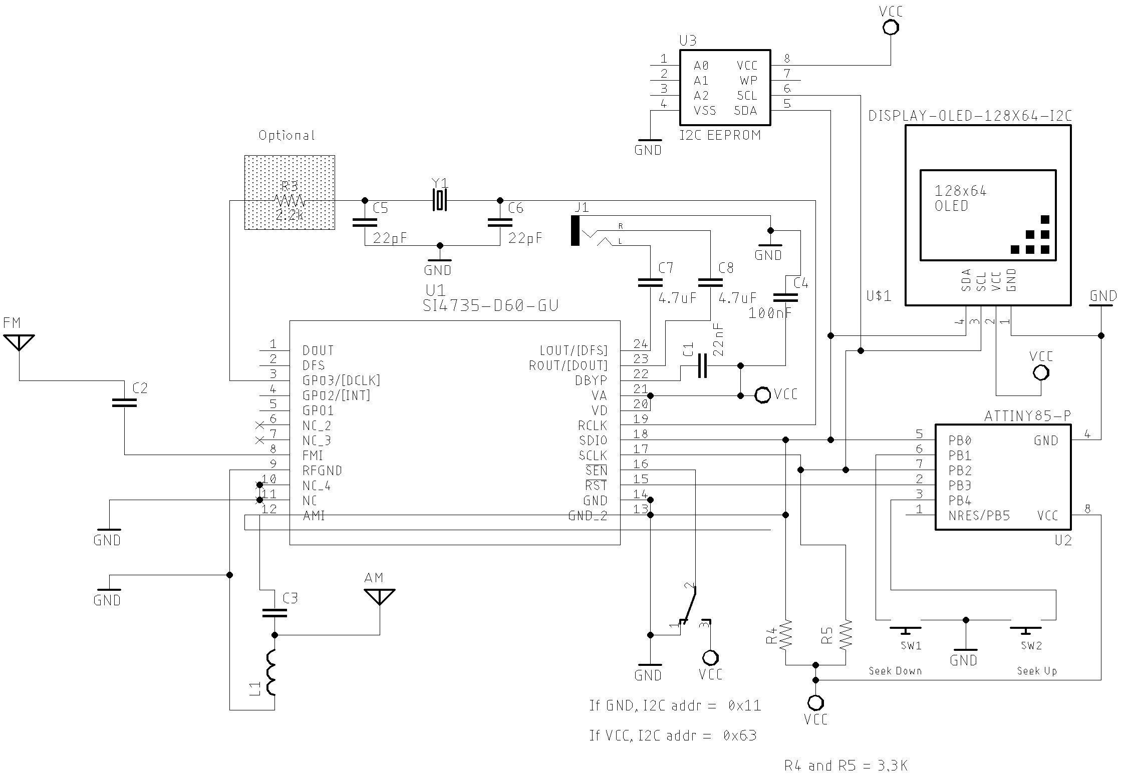 Schematic ATtiny85 and Si4735