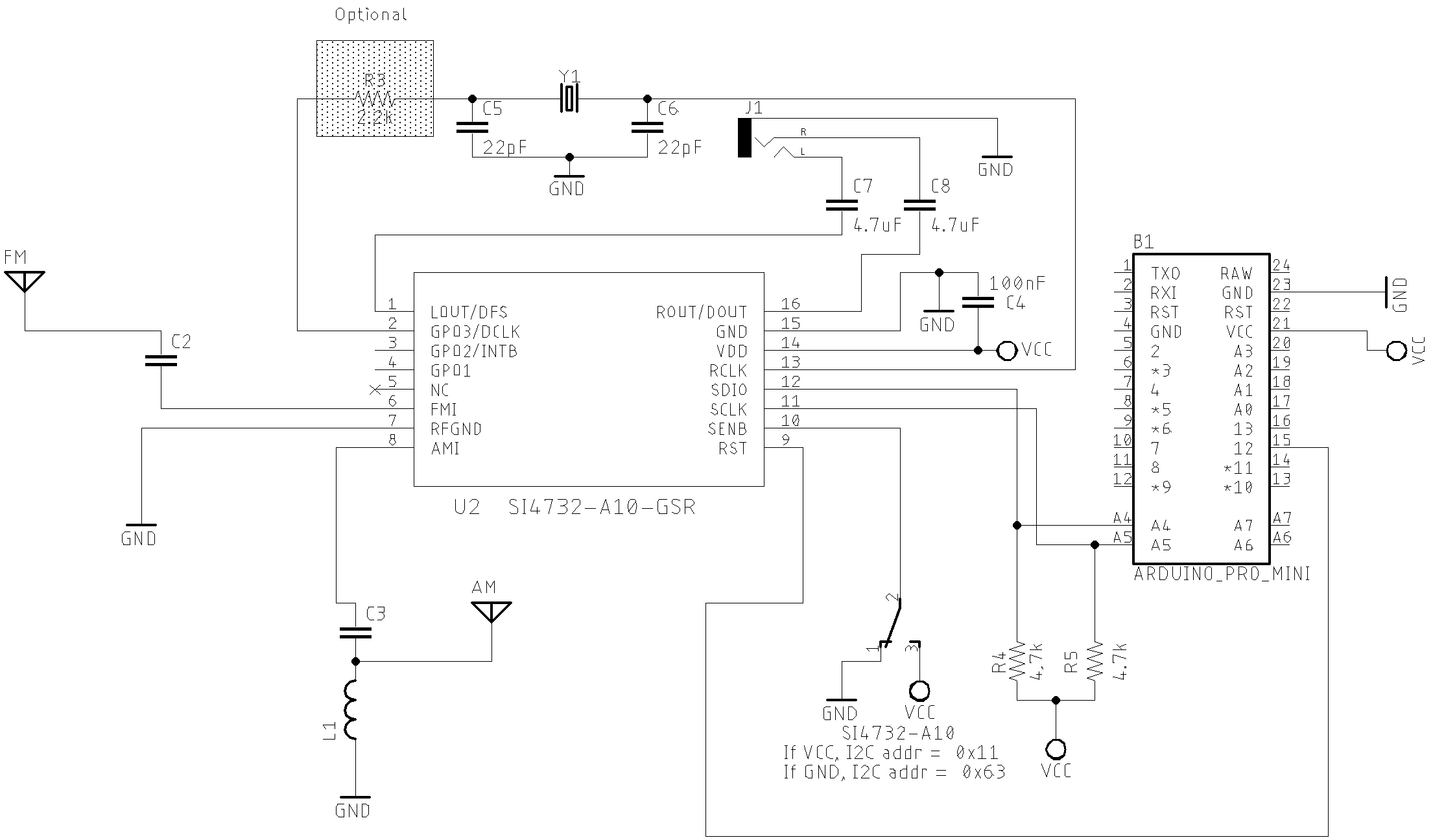 Basic Schematic Eagle version with SI4732-A10