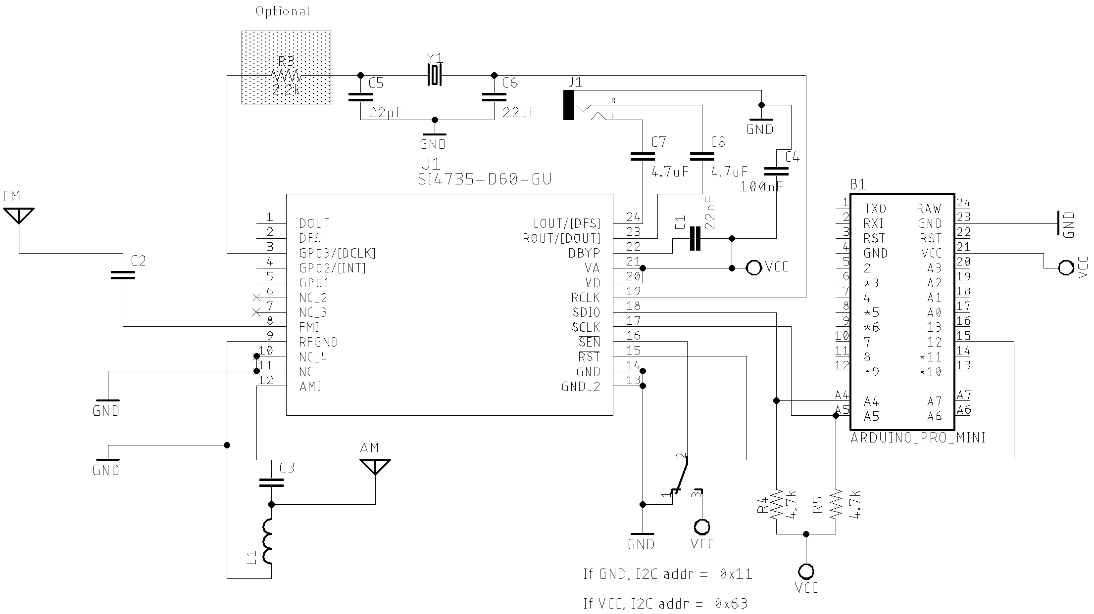 Basic Schematic Eagle version with SI4735-D60