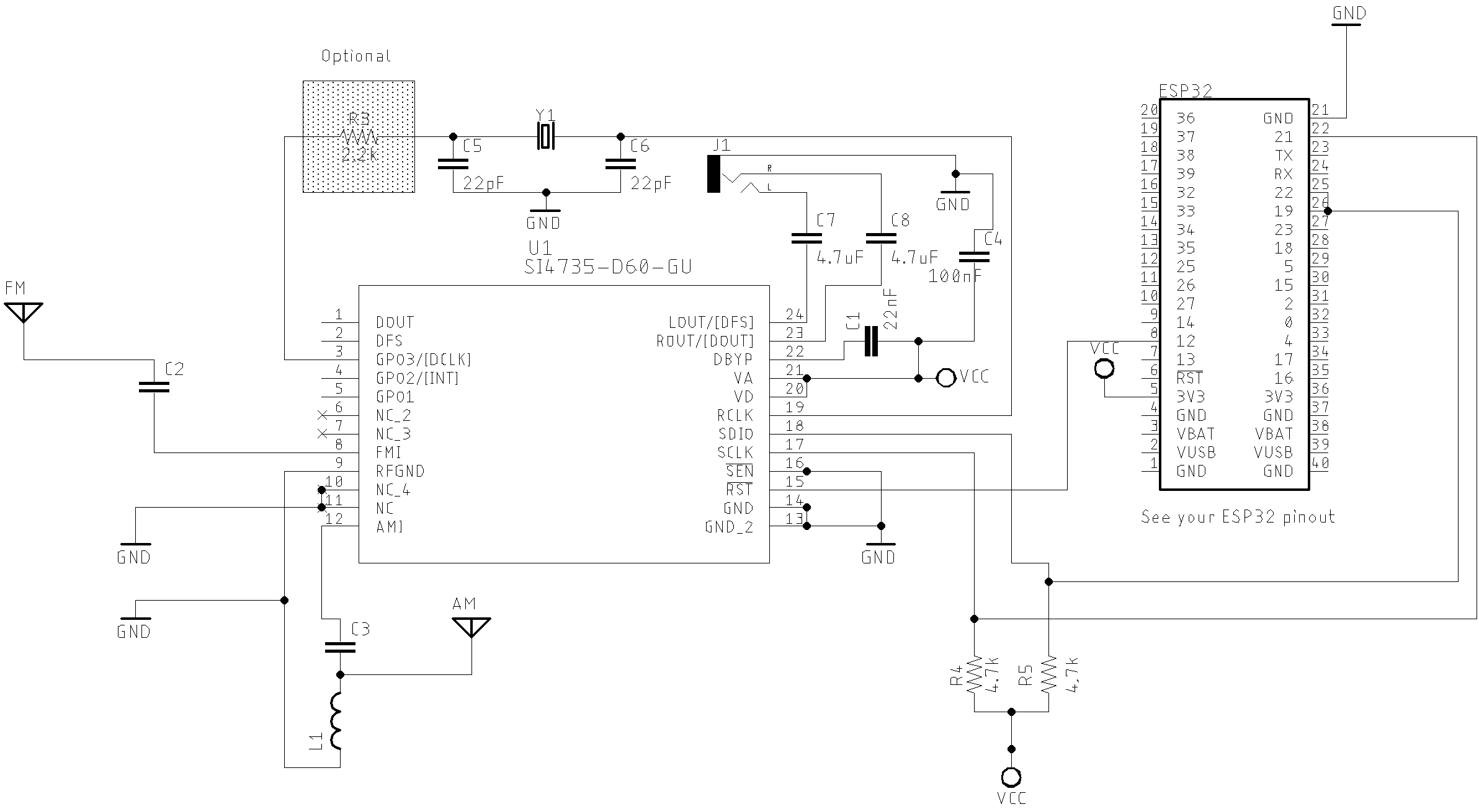 ESP32 and OLED schematic