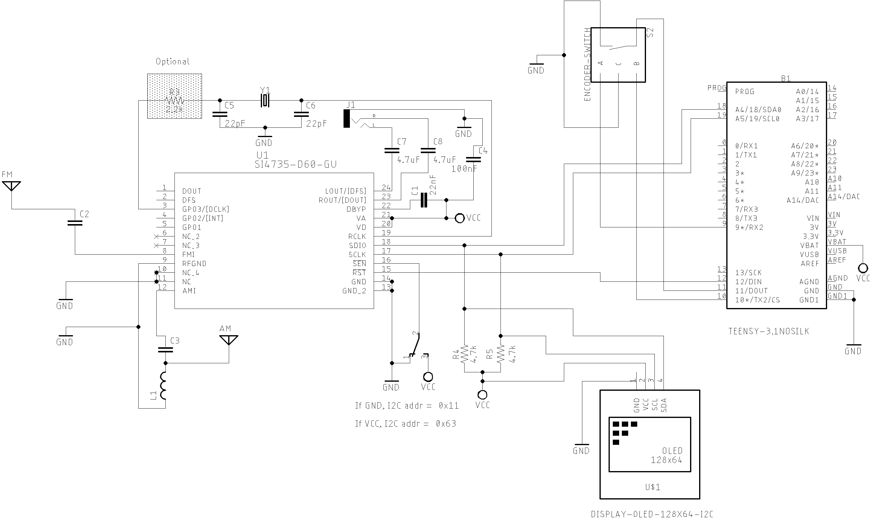 Teensy 3.X or 4.X Basic schematic with OLED