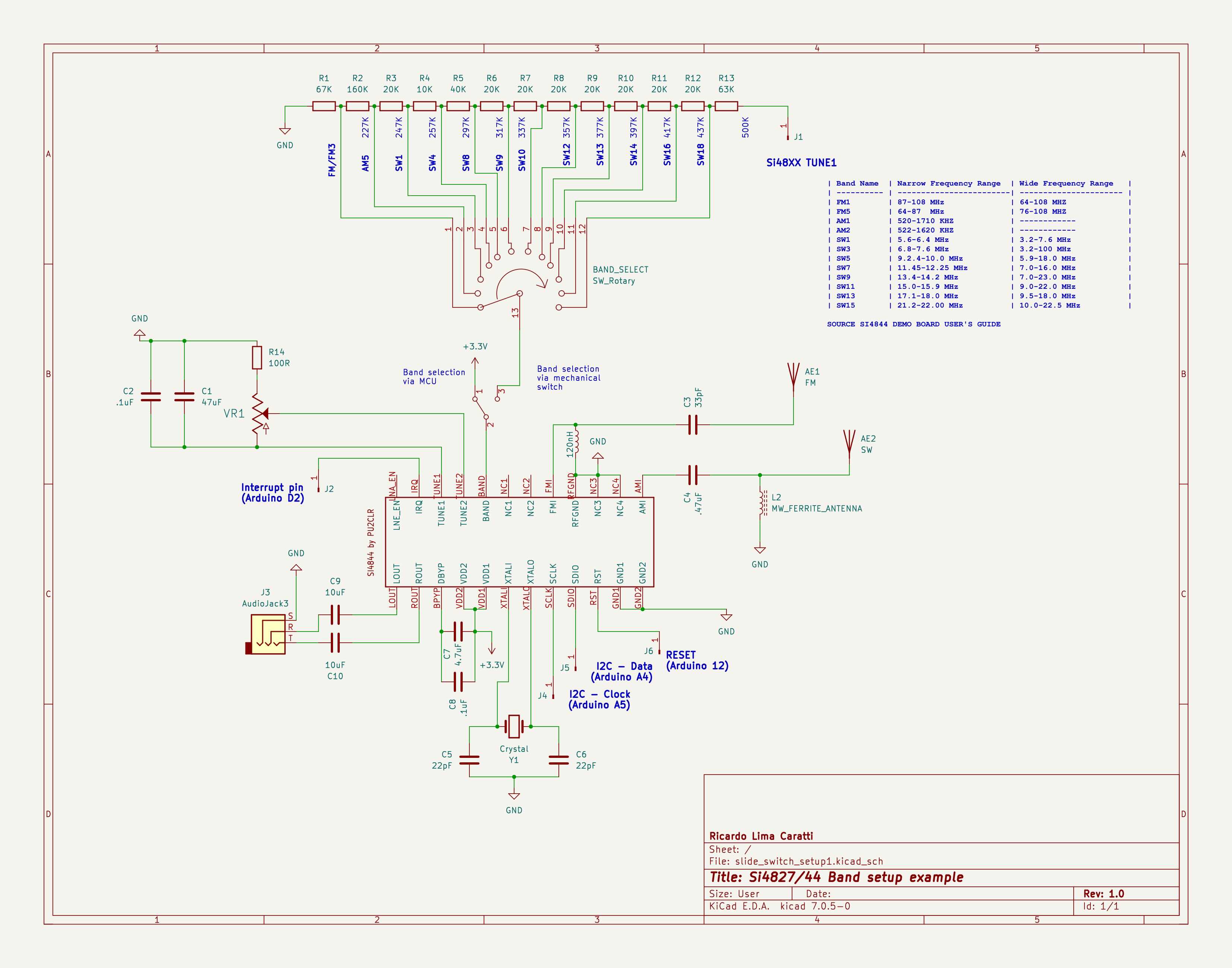 Circuit diagram the mechanical band selection - version two